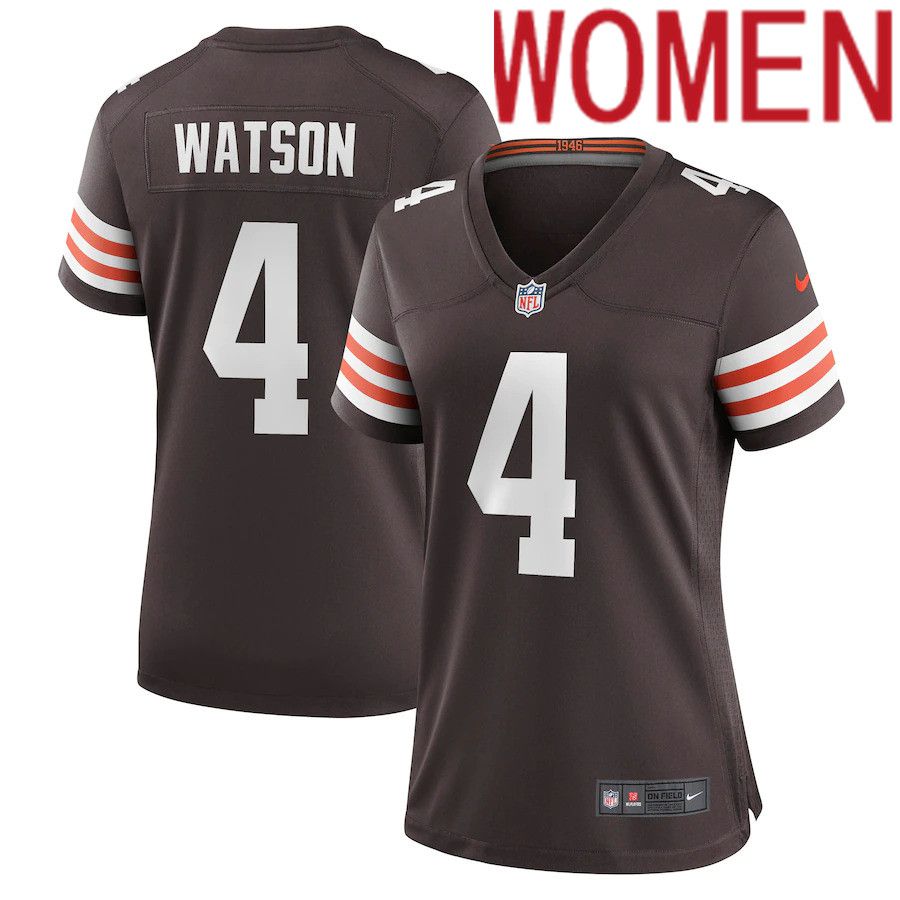 Women Cleveland Browns #4 Deshaun Watson Nike Brown Game NFL Jersey->women nfl jersey->Women Jersey